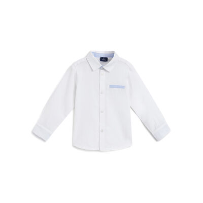 Boys White Solid Long Sleeve Shirt